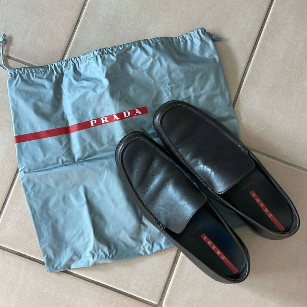 Dark brown Prada Sport loafers